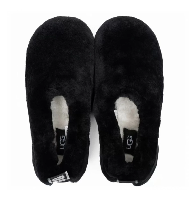 UGG Hailey Fluff Slippers — Black
